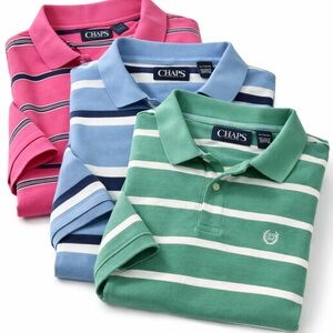 Chaps Men's Polo Shirts - Pink, Blue, Green size XL (bundle of 3)